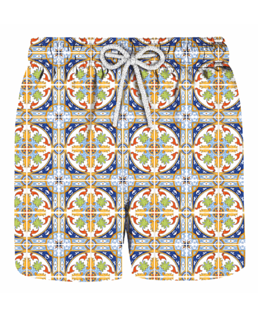 Swimsuit with multicolor Tiles print
