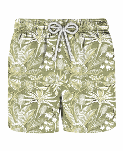 Swimsuit with pear green floral print
