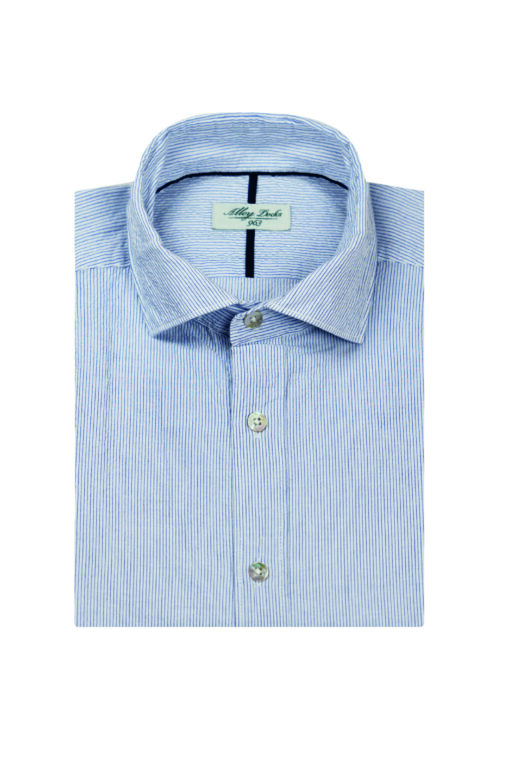 Classica camicia a righe sottili in tessuto seersucker