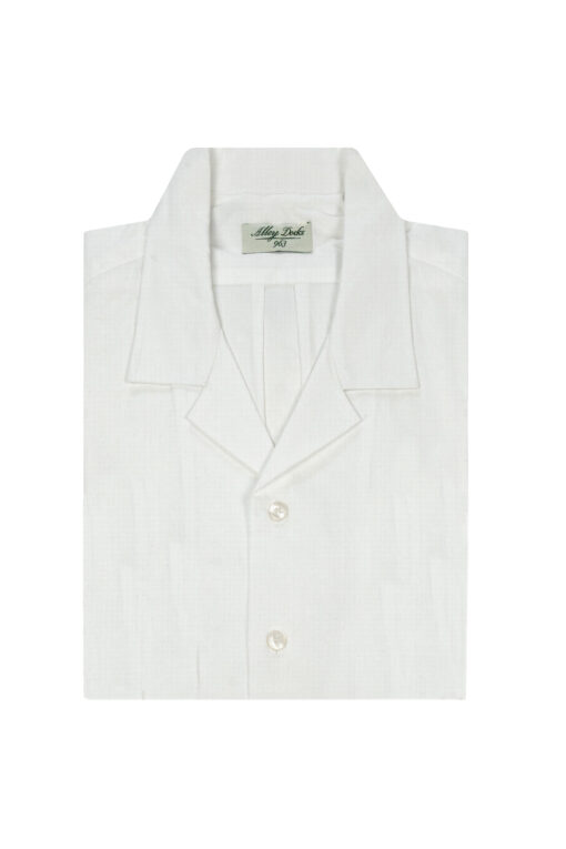 Linen shirt with bowling collar white