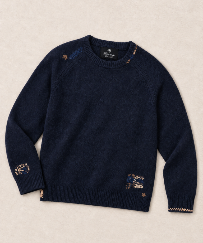 Maglione girocollo in lana merino navy blue - immagine 3