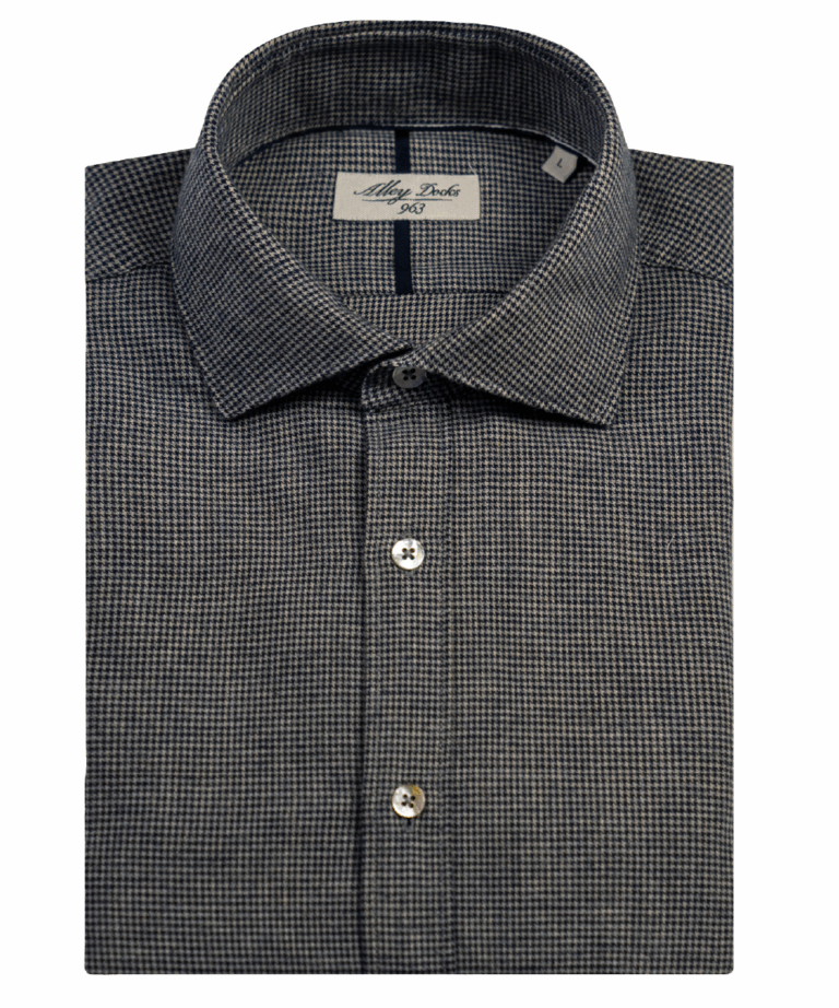 Camicia Alley Docks a pied de poule blu e grigio