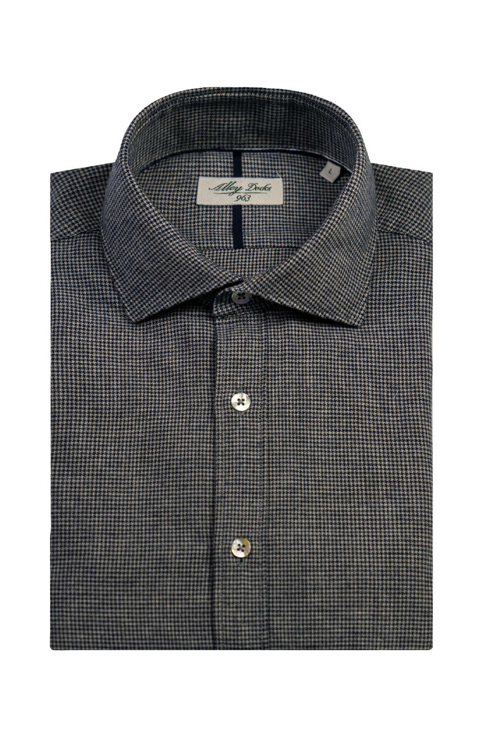 Camicia Alley Docks a pied de poule blu e grigio