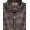 Camicia uomo a quadretti marrone e blu con collo alla francese e button down