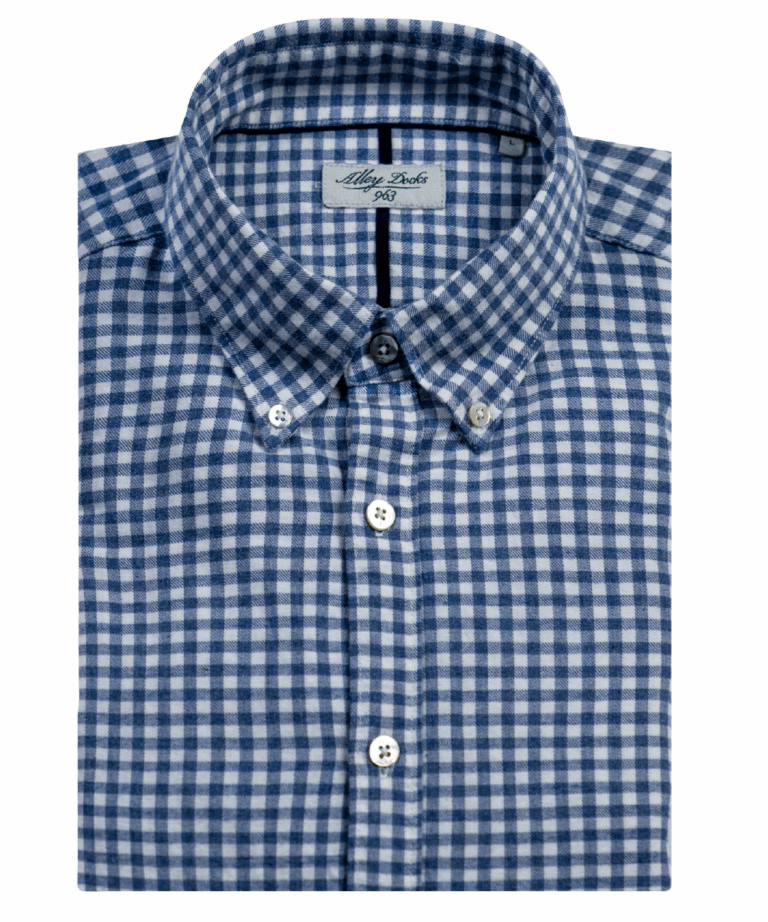 Camicia uomo a quadretti azzurro orizzonte con collo alla francese e button down