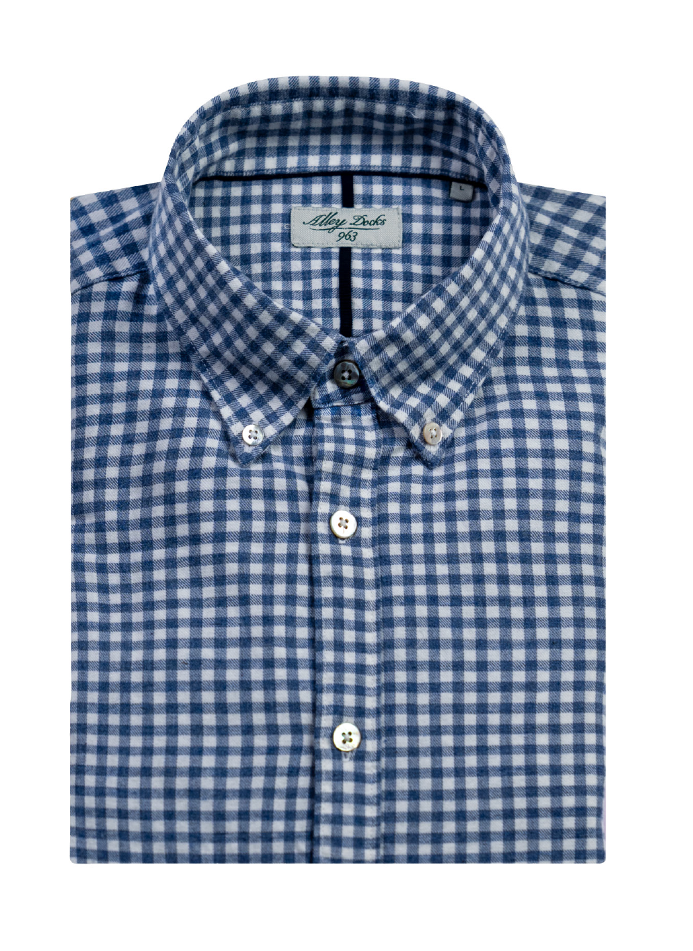 Camicia uomo a quadretti azzurro orizzonte con collo alla francese e button down