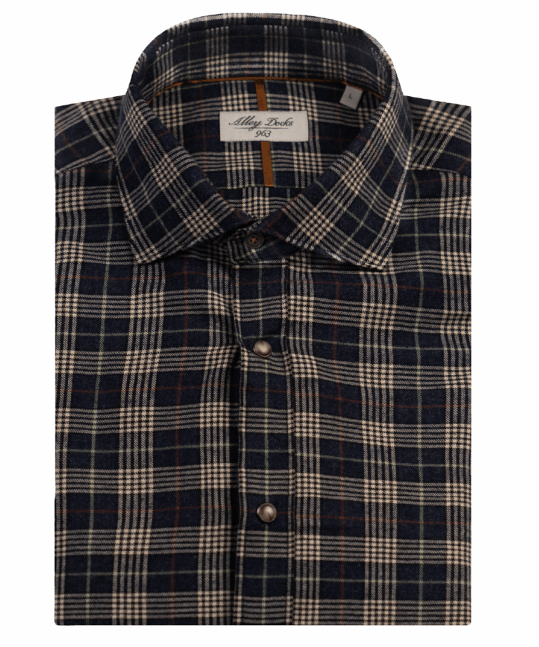 Camicia uomo Tartan con collo alla francese in puro cotone