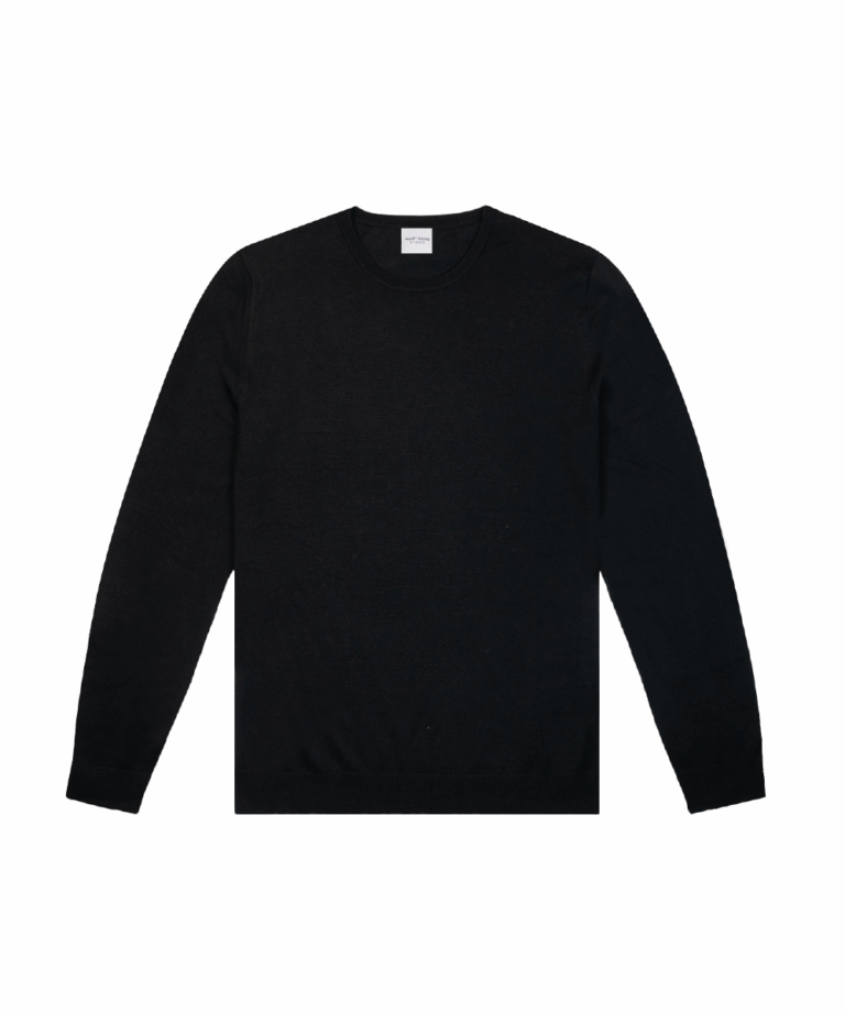 Maglione girocollo in lana merino navy blue