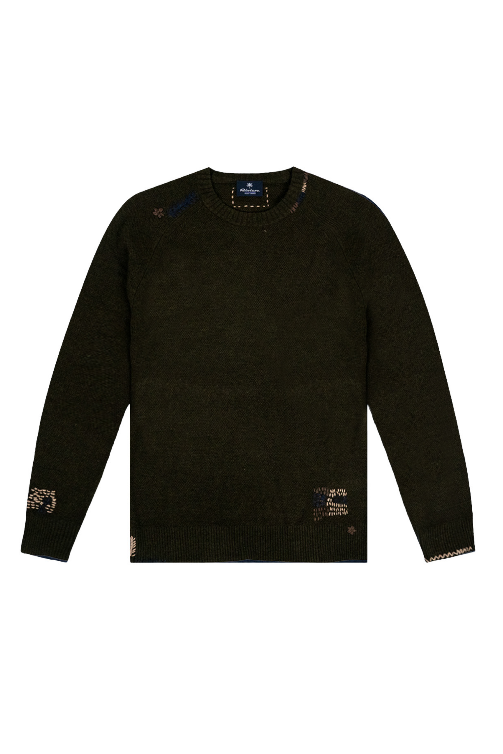 Maglione girocollo in lana merino navy blue