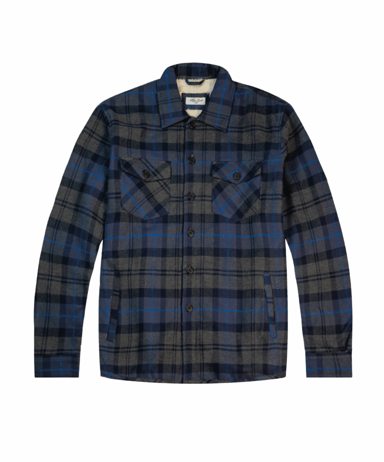 Overshirt a manica lunga blu e grigia