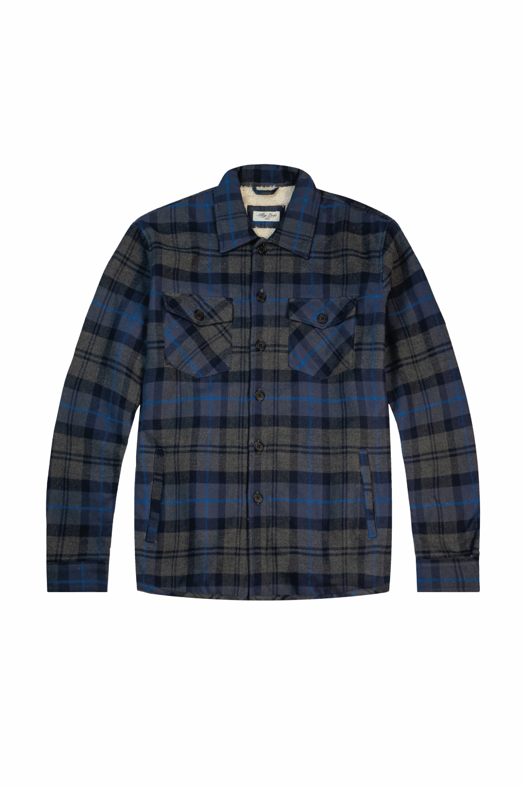 Overshirt a manica lunga blu e grigia