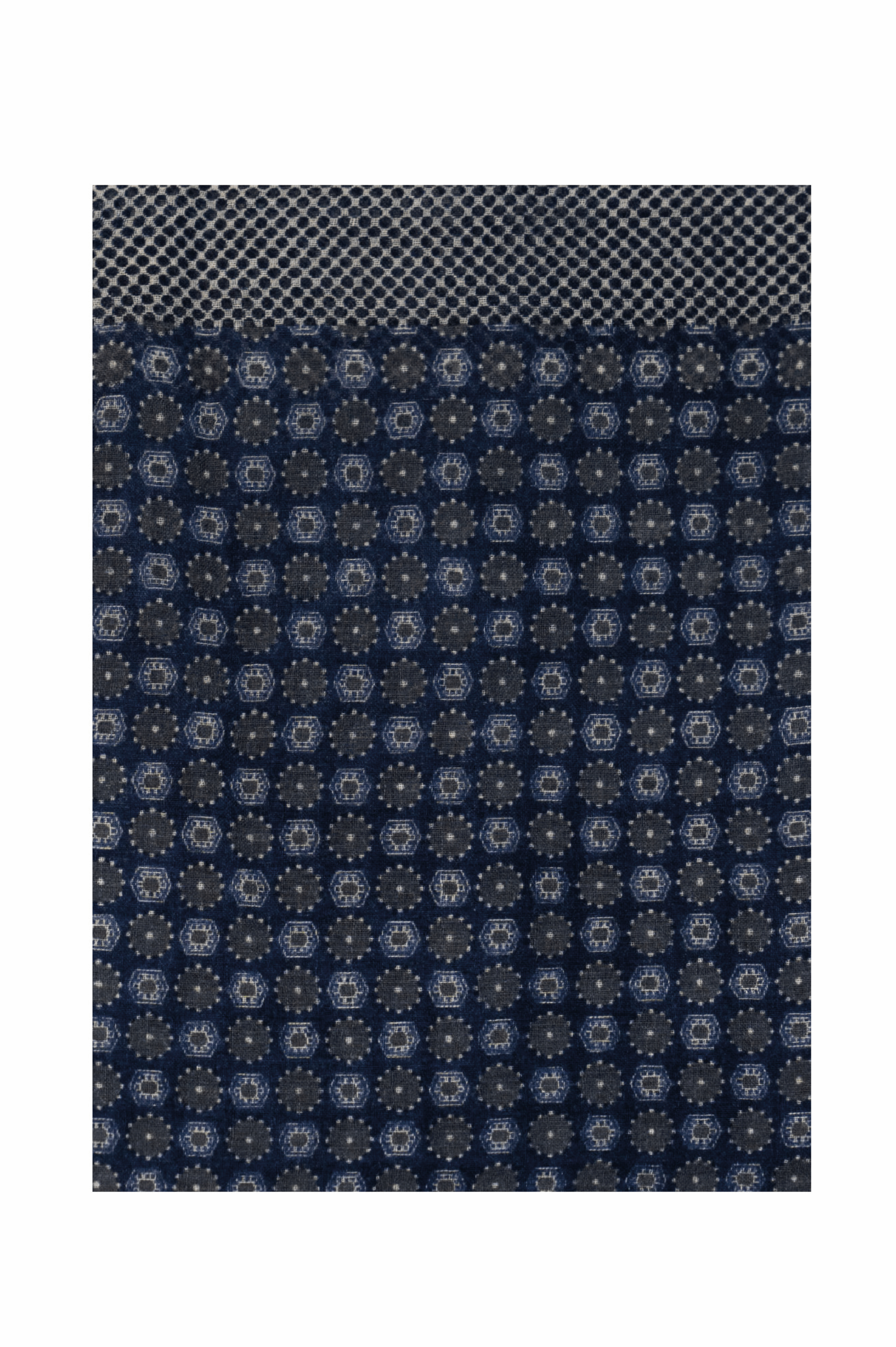 Sciarpa blu e grigia in lana