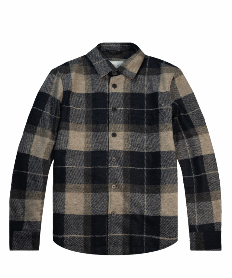 Giacca in flanella fantasia tartan blu e grigia