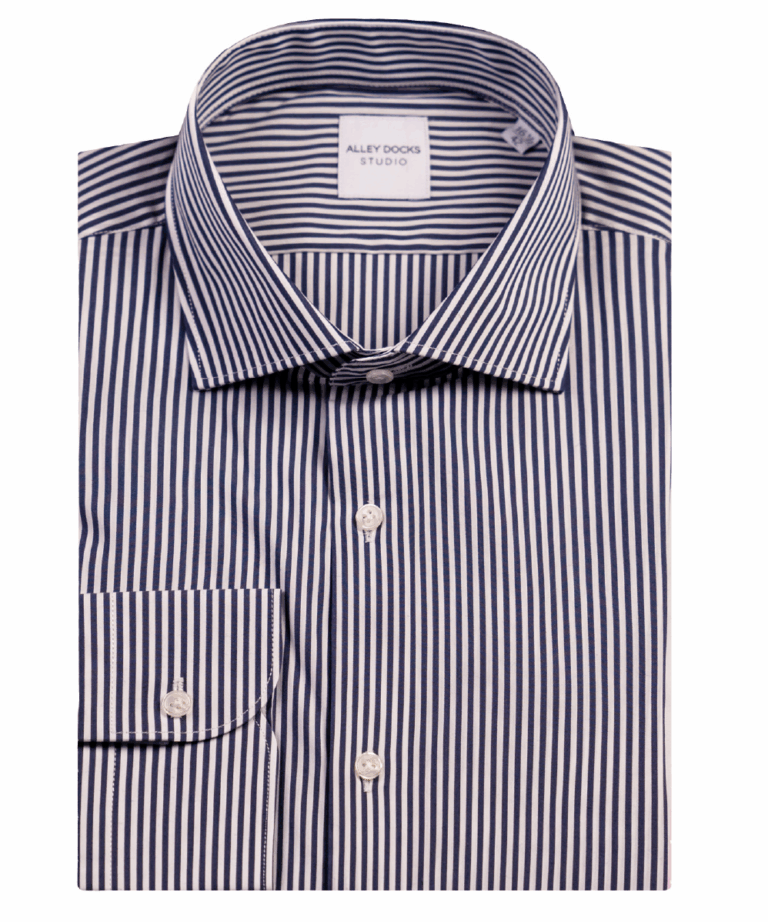 Camicia in misto cotone a righe navy blue