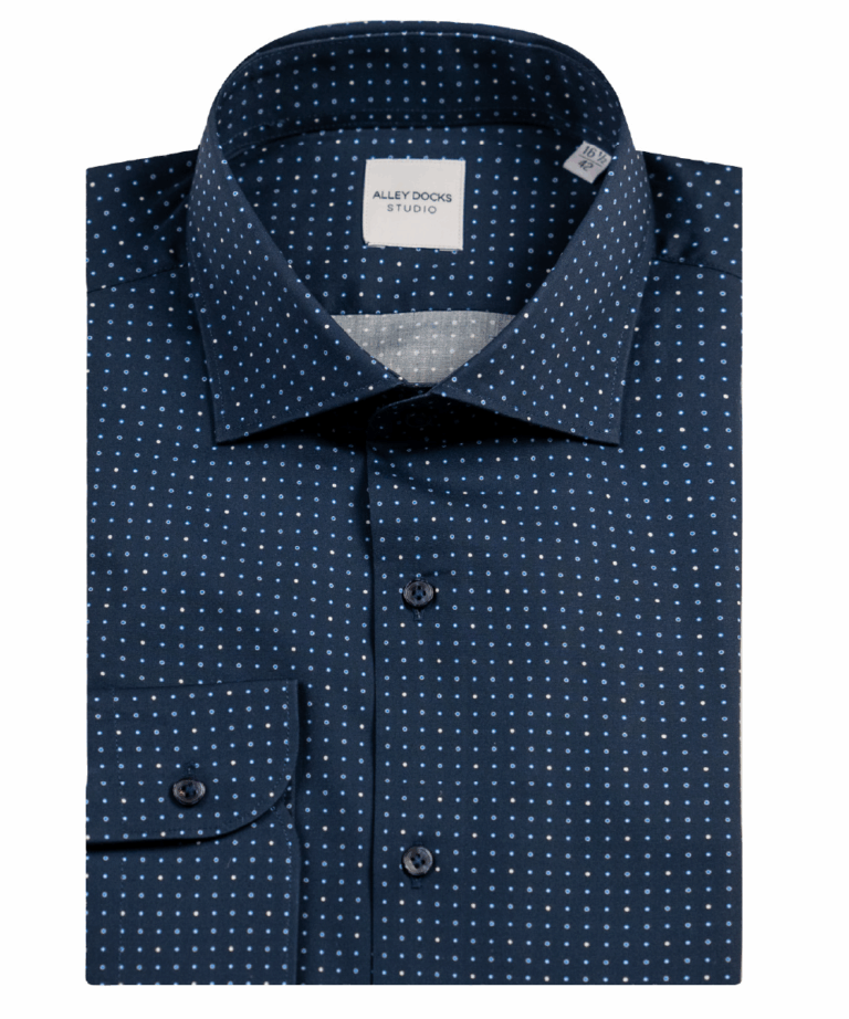 Camicia navy blue in fantasia a pois