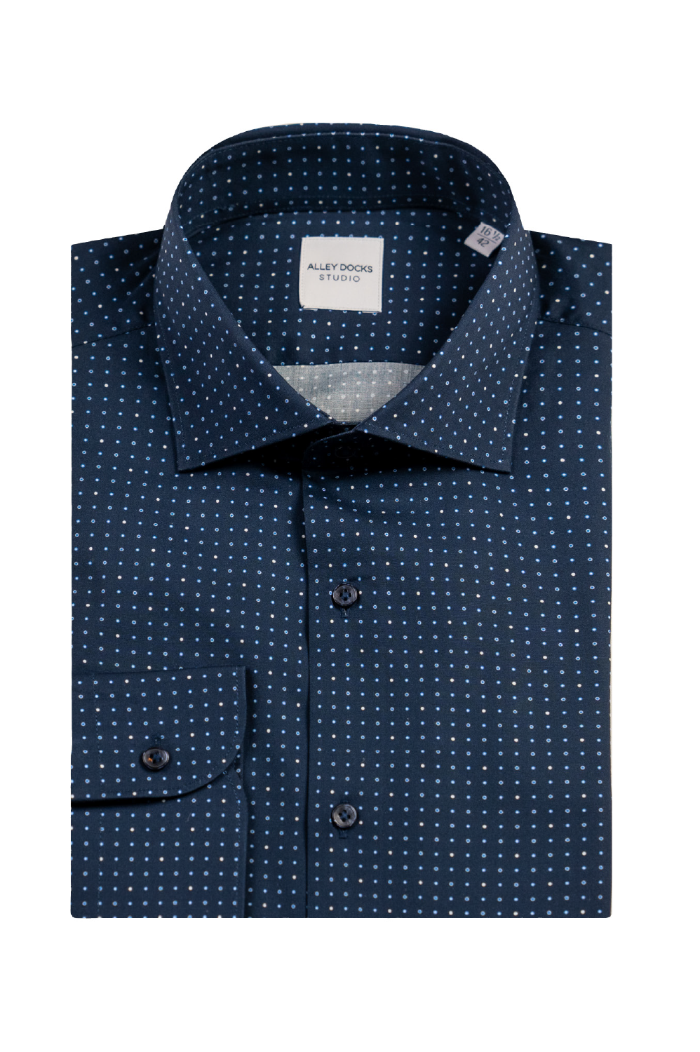 Camicia navy blue in fantasia a pois