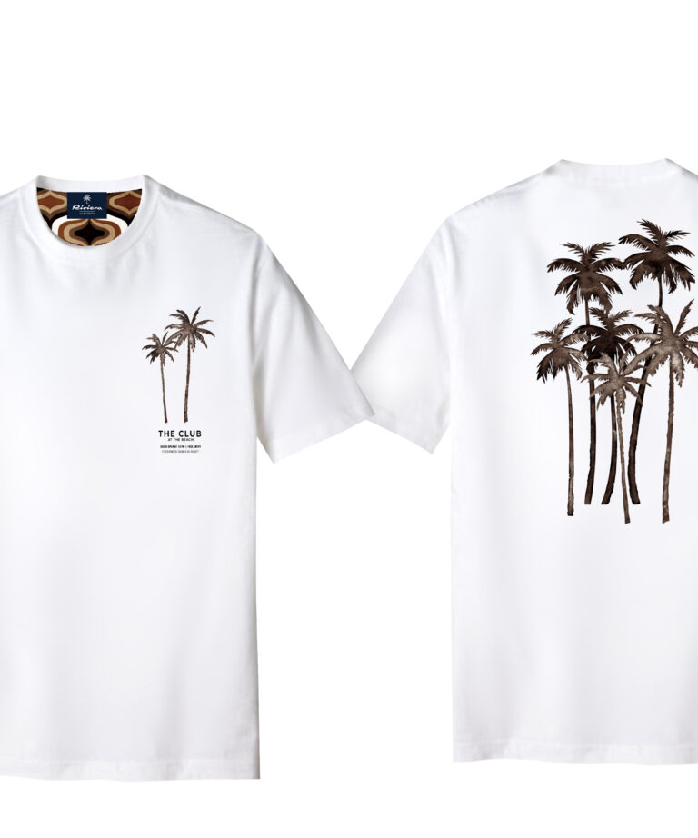T-shirt optical white con stampa tropicale a palme