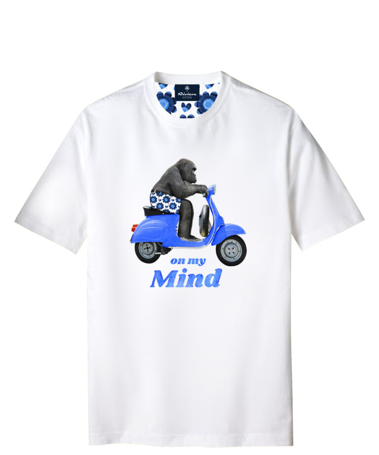Optical white T-shirt with "on my mind" print
