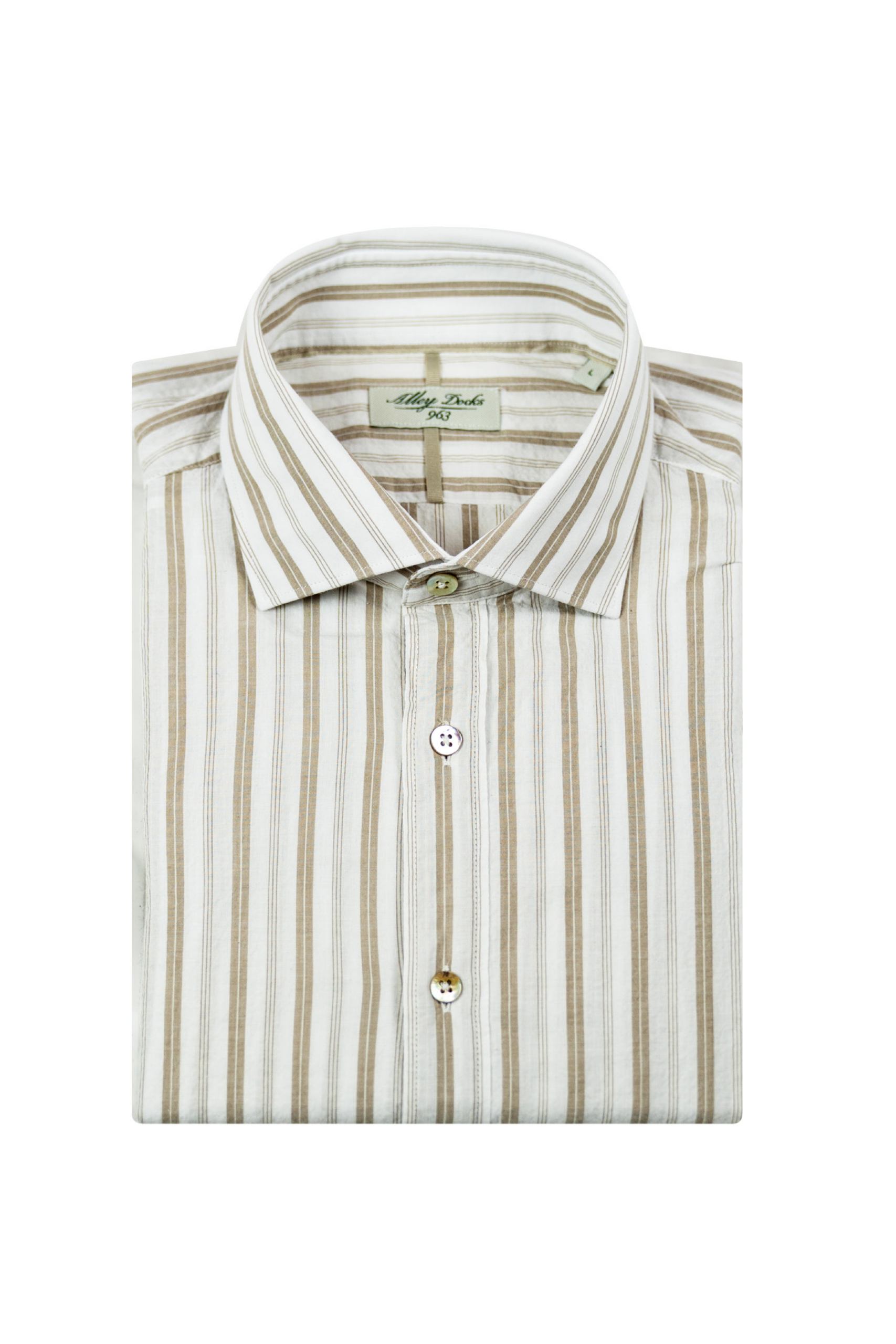 Camicia a righe beige e bianche