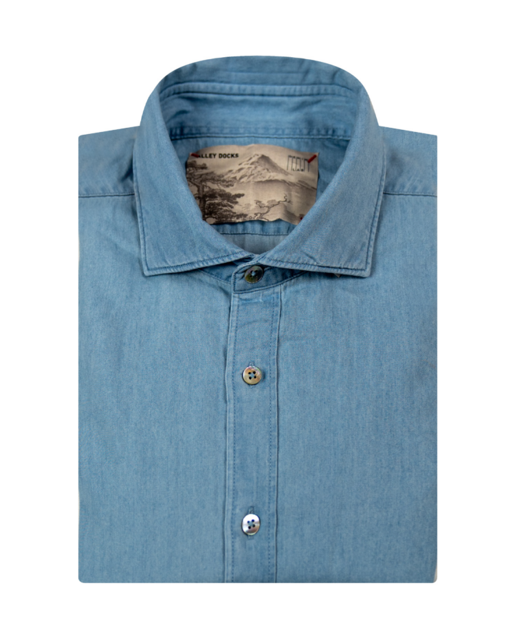 Ice blue French collar demin shirt