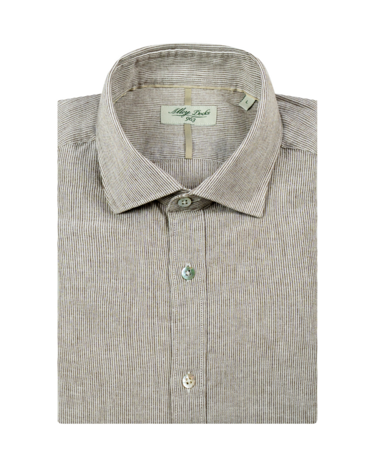 Camicia a righe in tessuto lincot light green