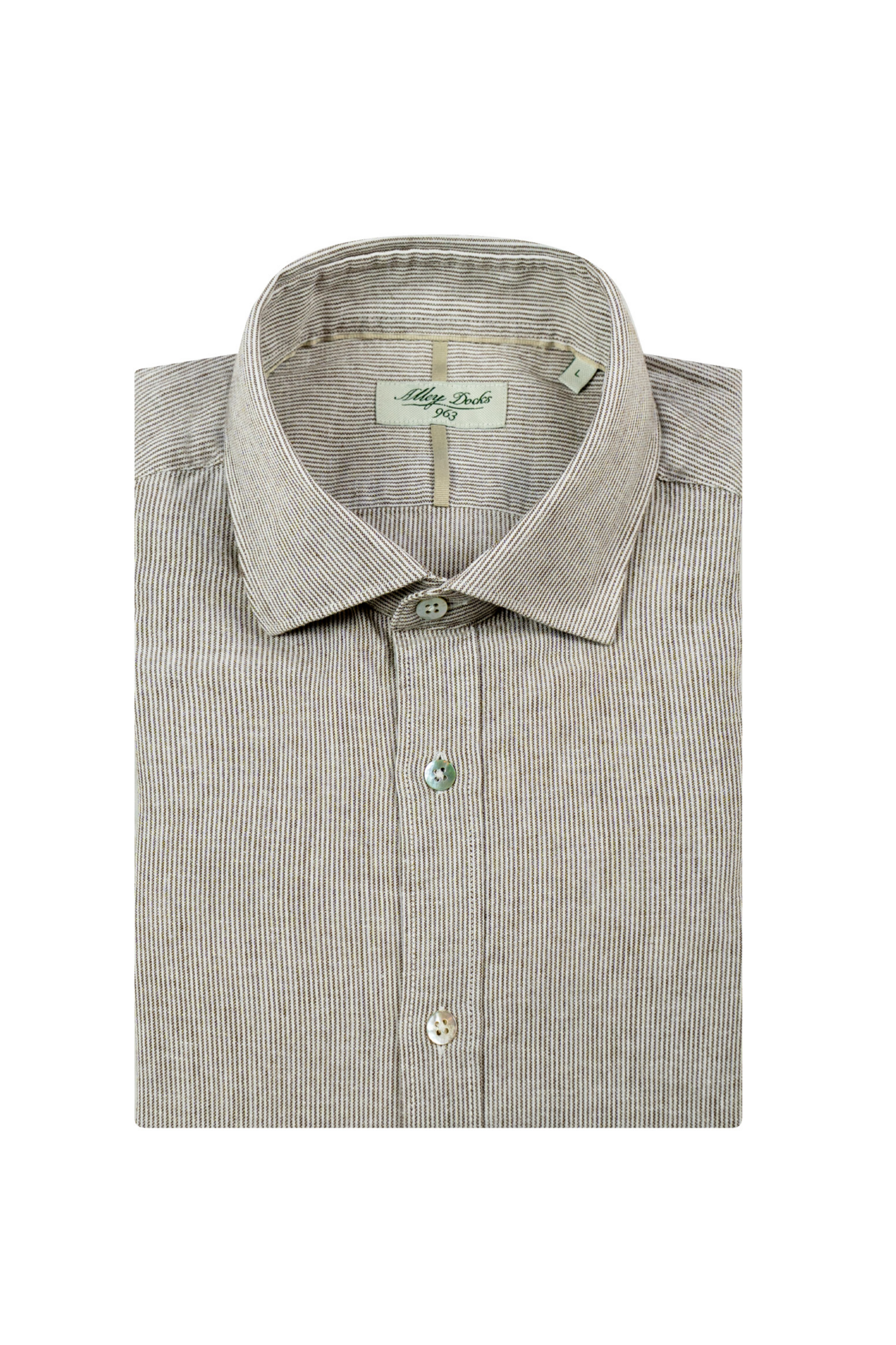 Camicia a righe in tessuto lincot light green