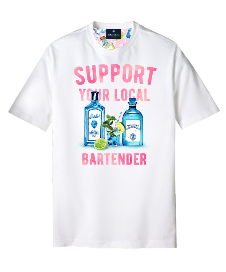 T-shirt optical white con stampa "support your local bartender"