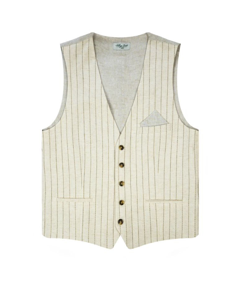 Gilet sartoriale in lino e cotone a righe