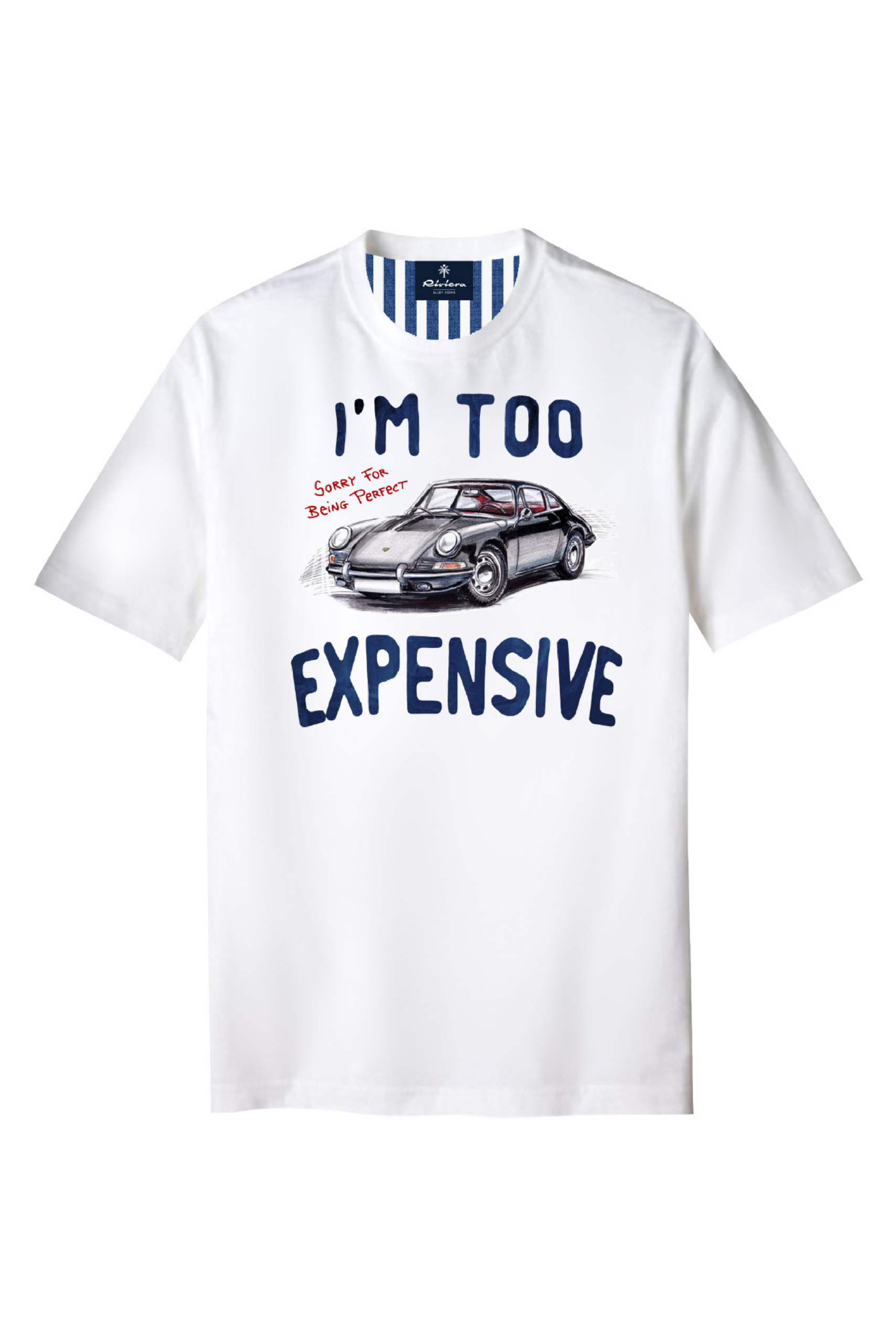 100% cotton T-shirt with “too expensive” graphic