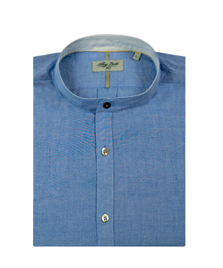 Camicia seersucker con collo alla coreana