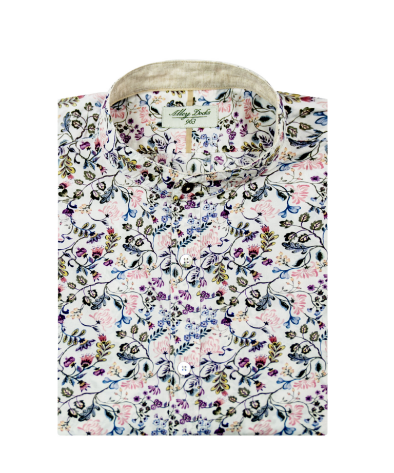 Camicia floreale con collo alla coreana
