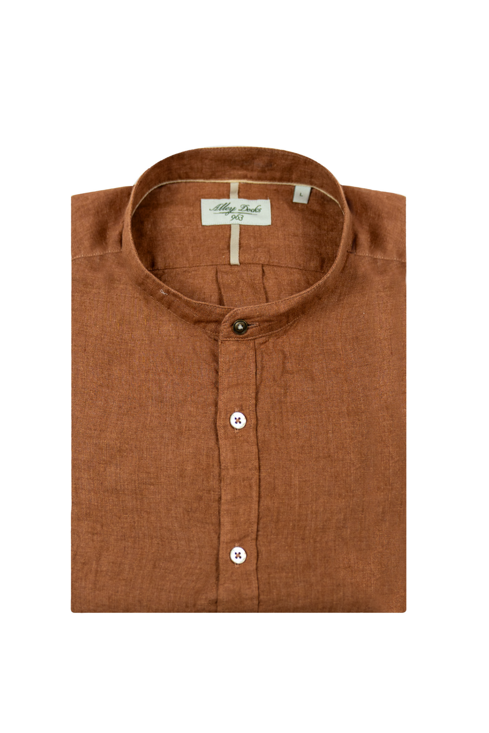 Camicia in lino delavè color rust