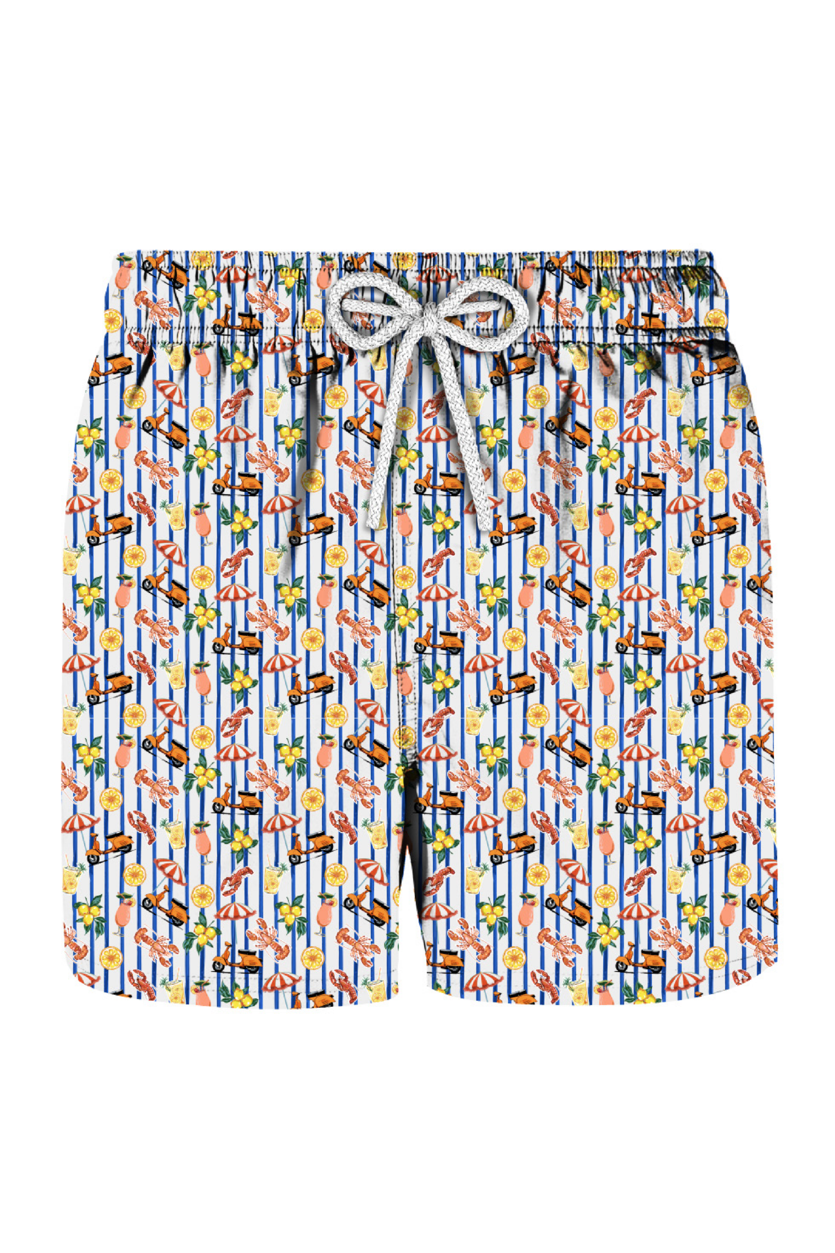 Costume bianco e blu con aragoste e spritz