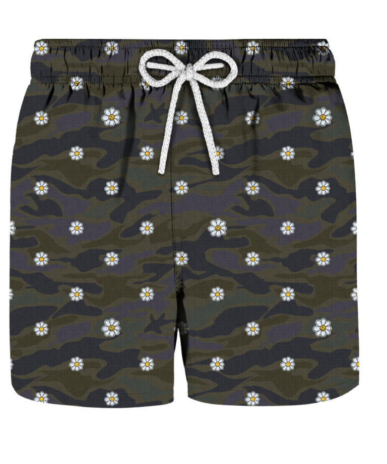 Camouflage costume with daisies