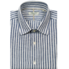 Camicia in Cotone e Lino a Righe Blu e Bianche