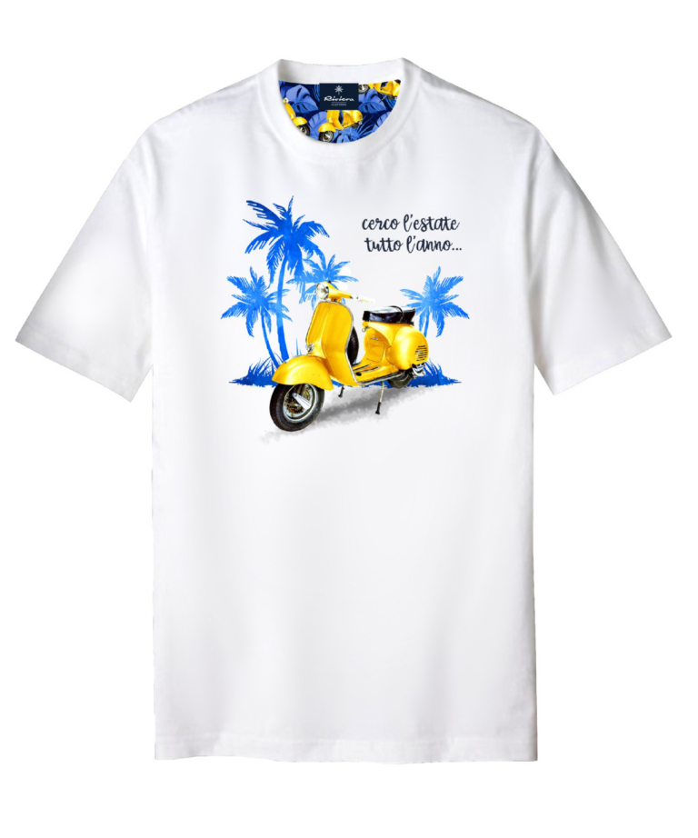 T-shirt optical white con vespa gold
