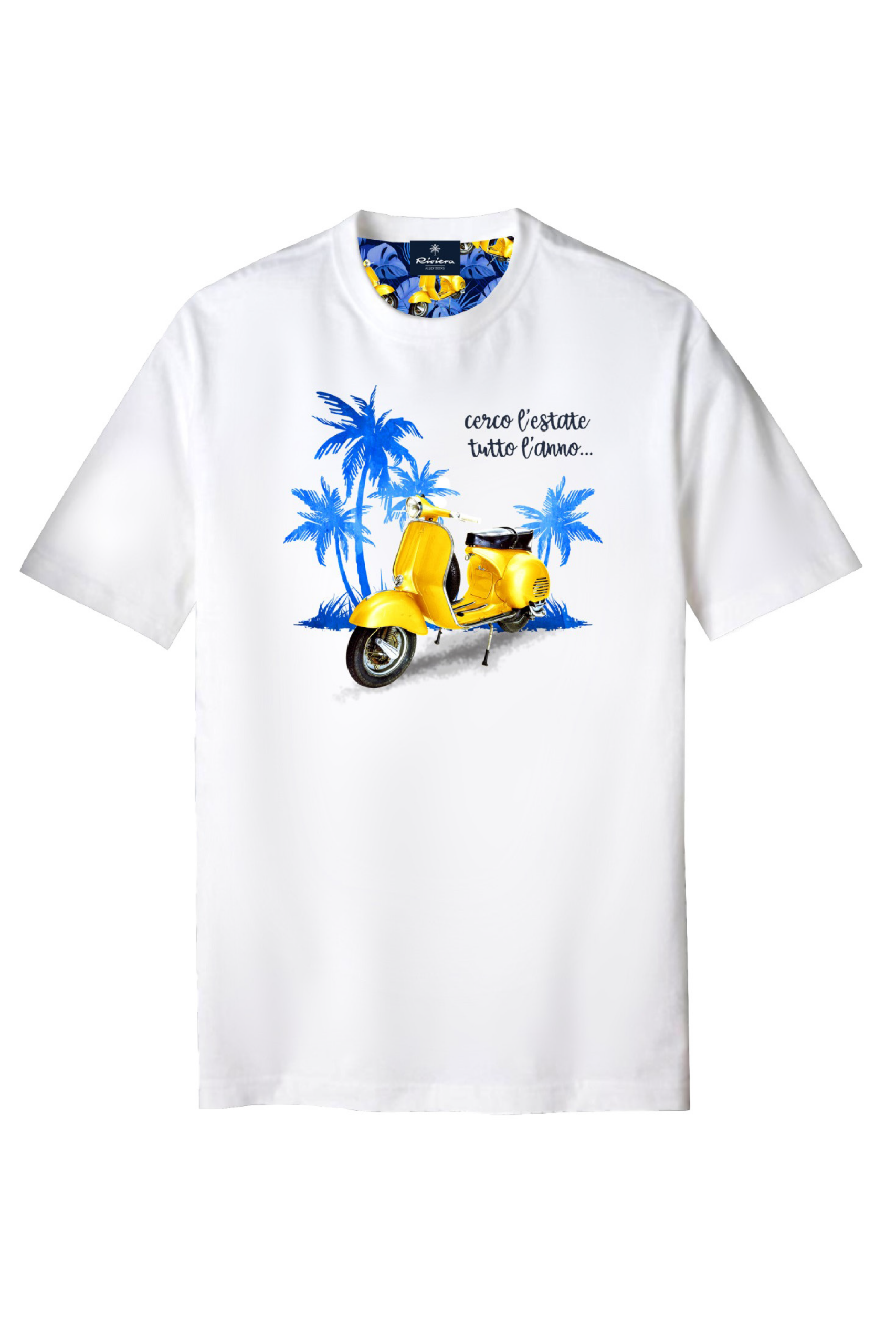 T-shirt optical white con vespa gold
