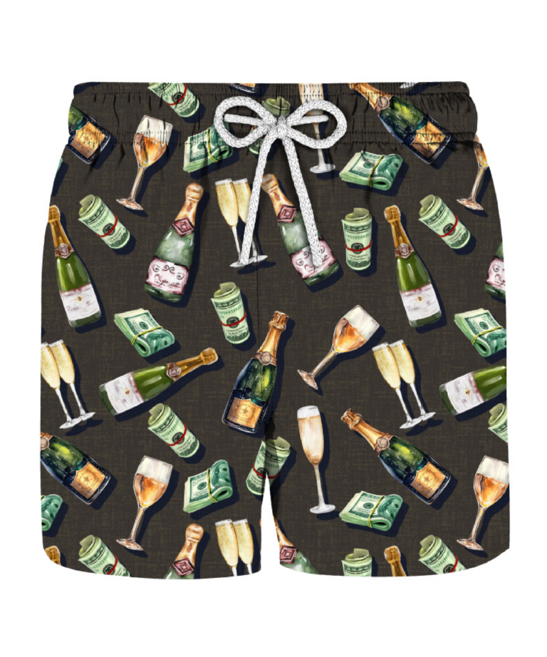 Moka brown costume with wine and money