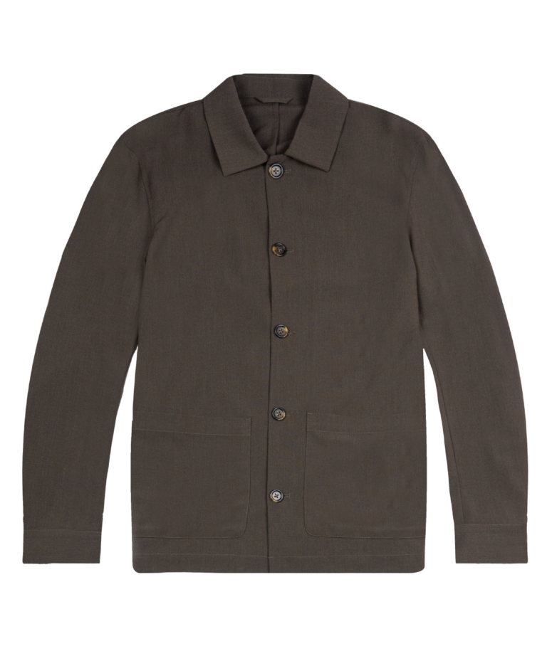Overshirt in green olive technical fabric
