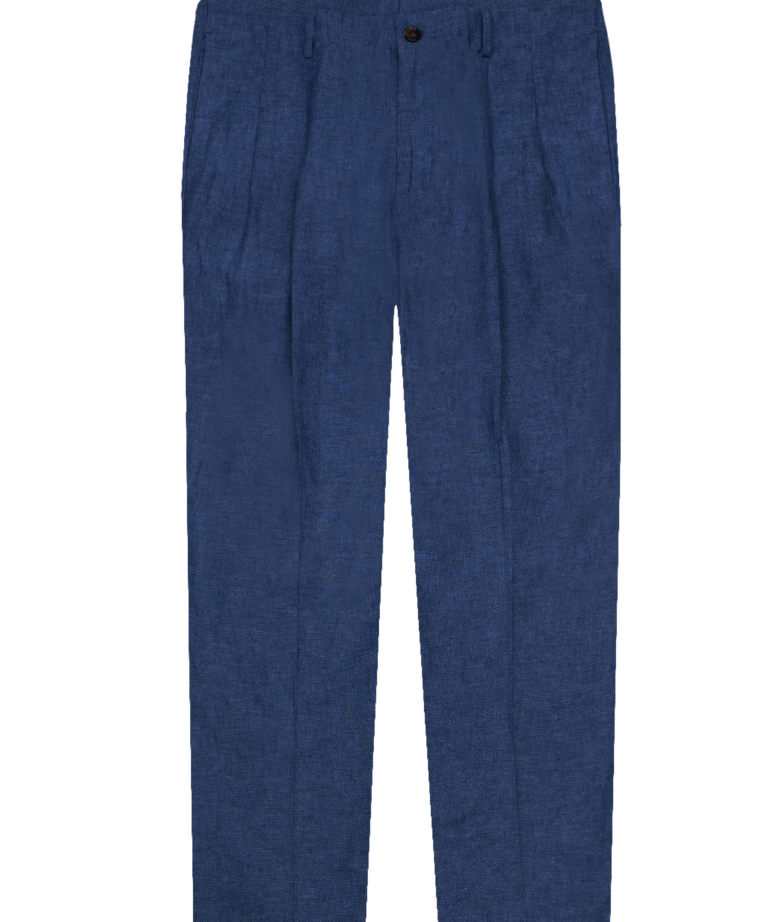 Pantalone misto lino e cotone blue