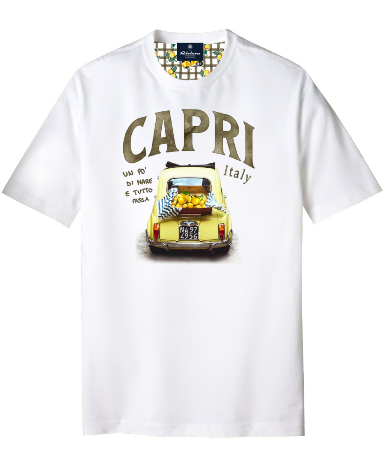 T-shirt optical white con stampa "Capri"