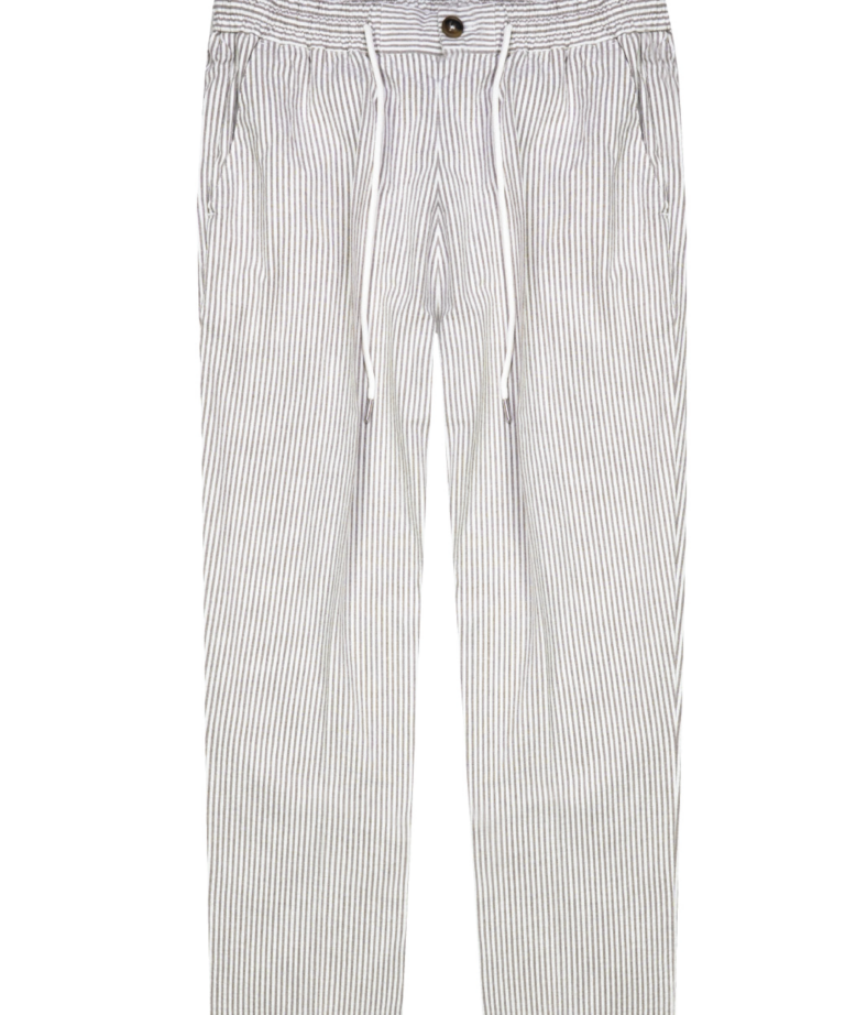 Pantalone seersucker a righe blue