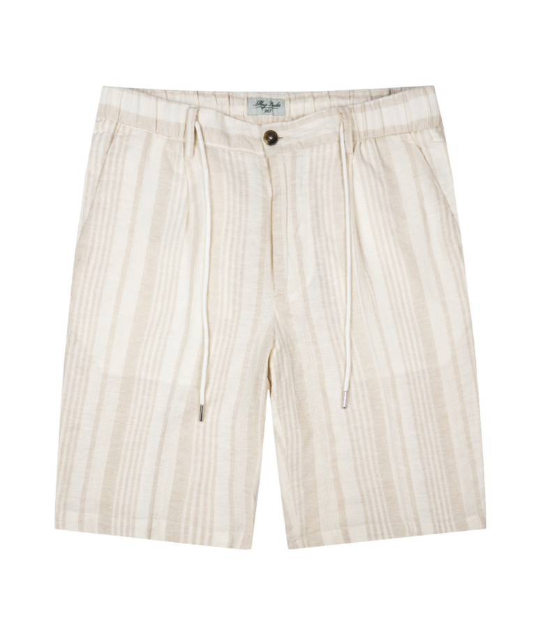 Bermuda a righe bianche e beige