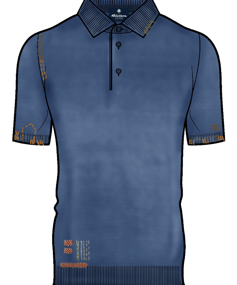 Maglione manica corta denim blue estivo ricamato