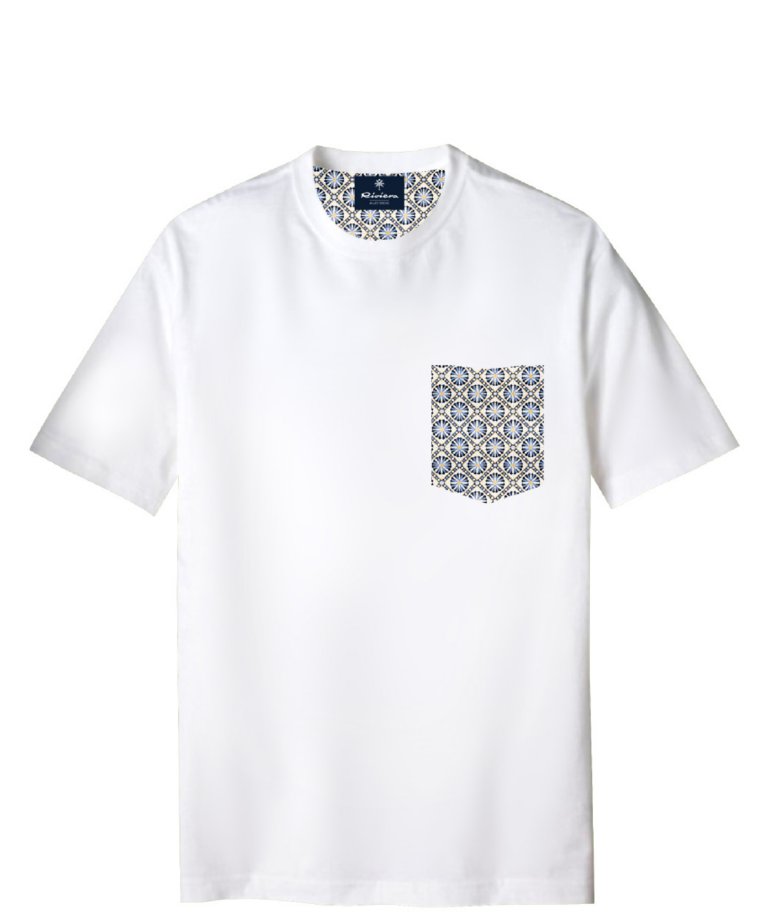 T-shirt optical white con tasca fantasia maiolica