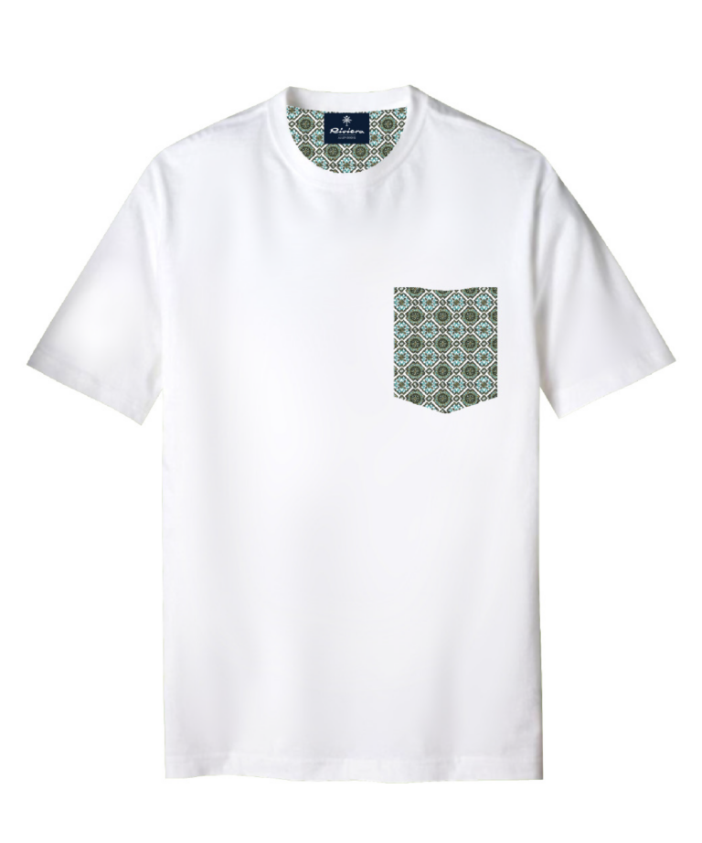 T-shirt optical white con tasca fantasia maiolica