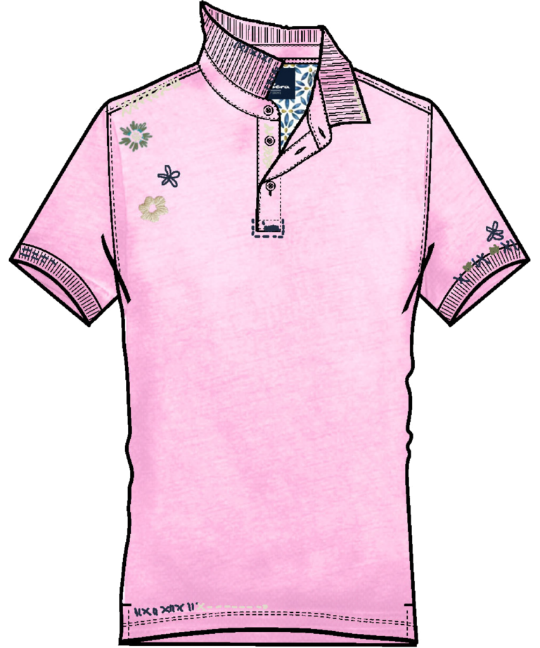 Polo light pink ricamata 100% cotone