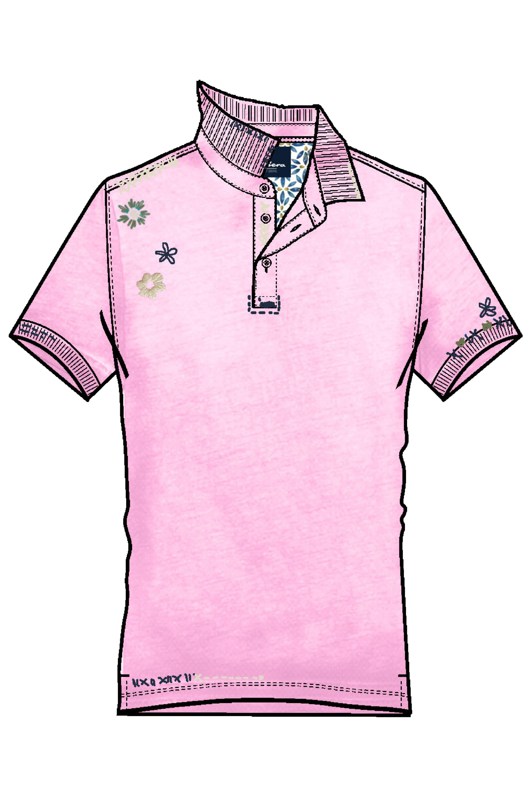 Polo light pink ricamata 100% cotone