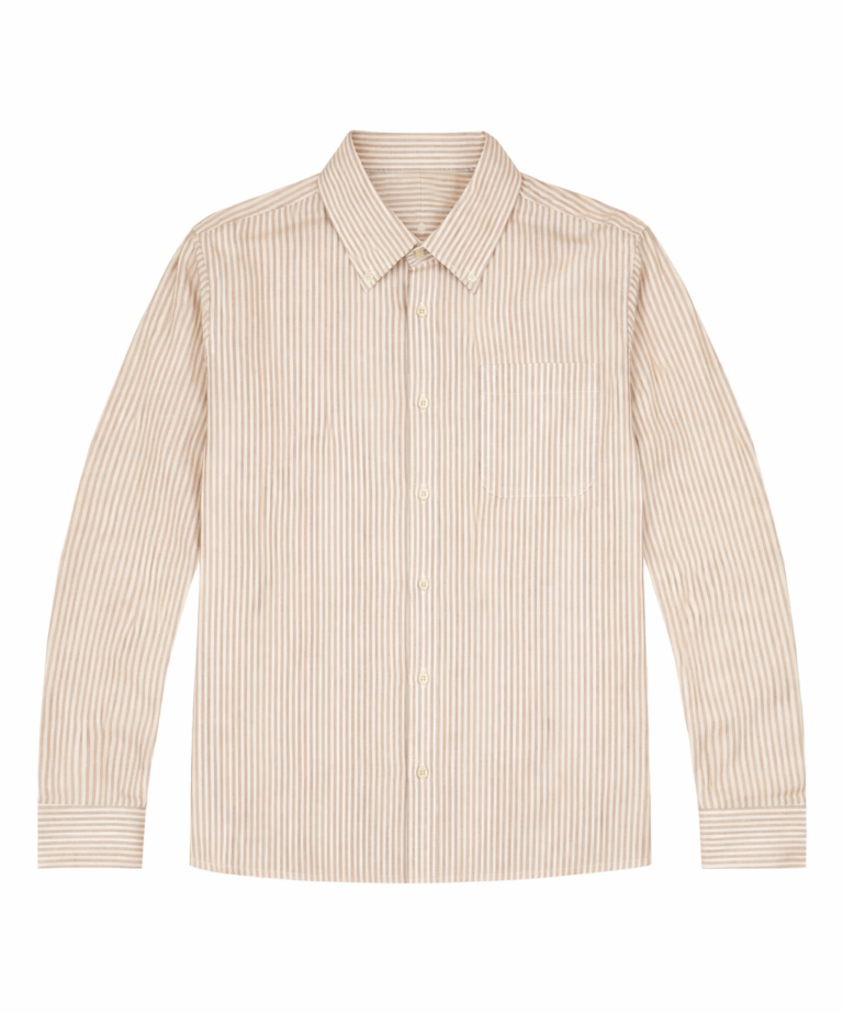 Overshirt in cotone a righe light brown