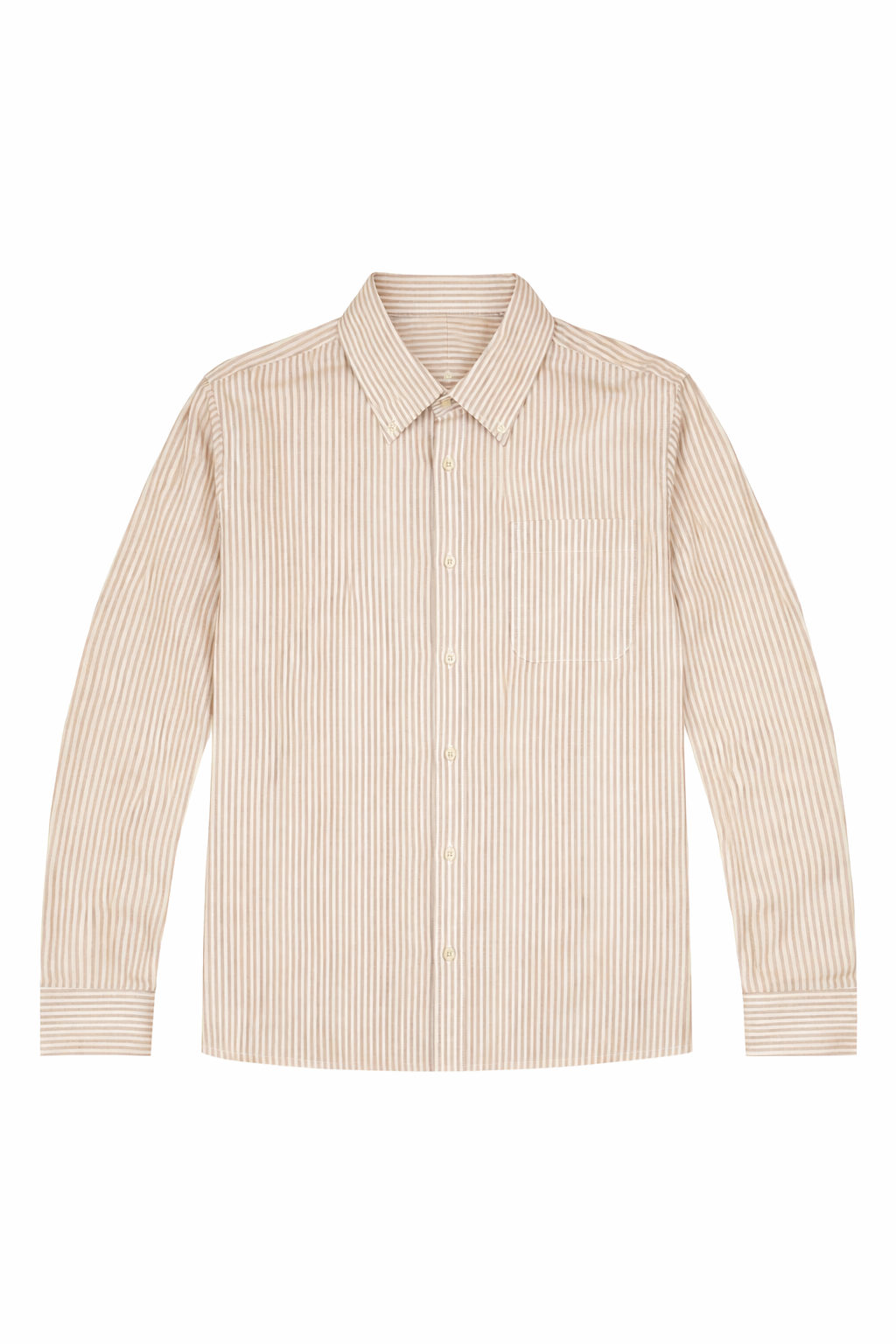Overshirt in cotone a righe light brown
